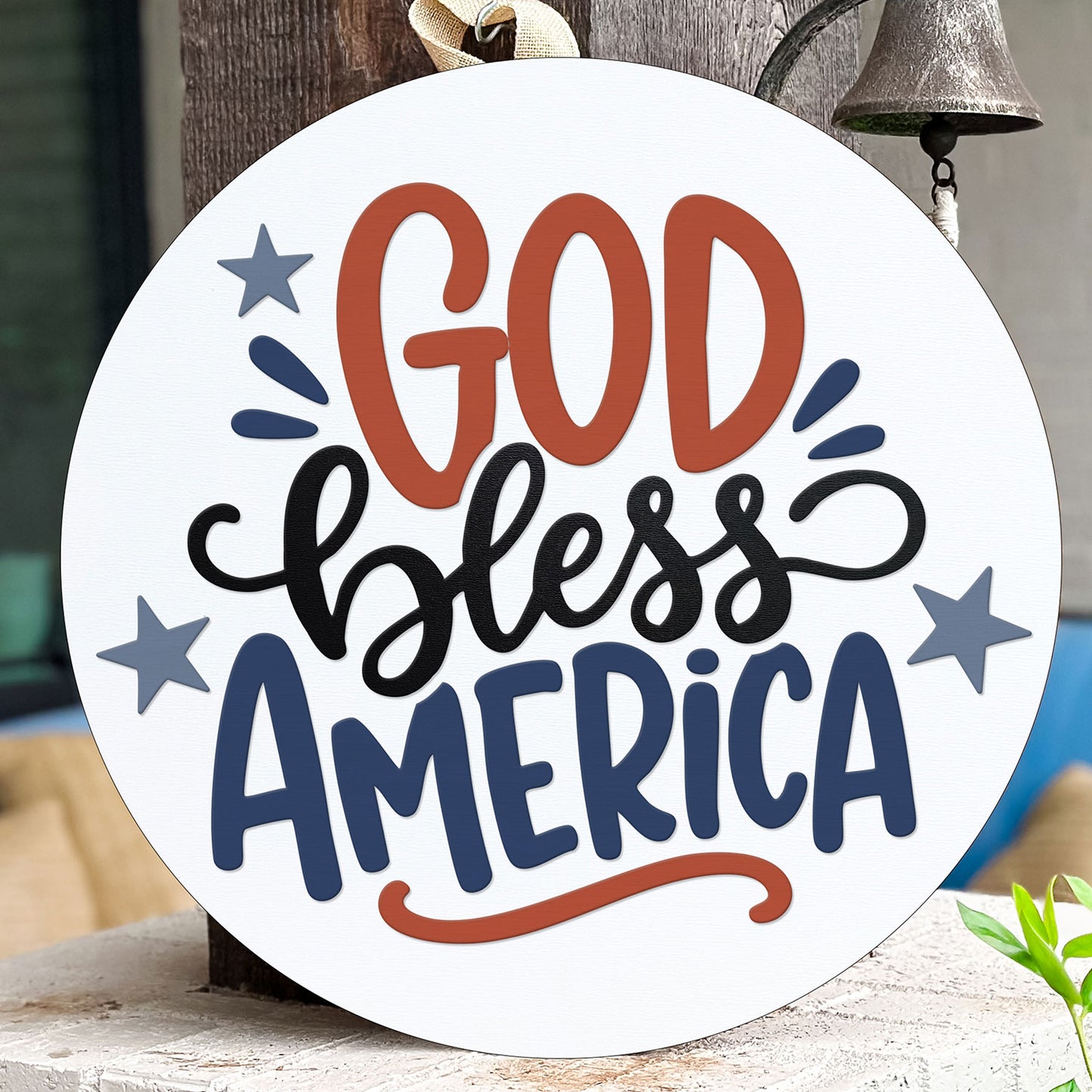 Patriotic God Bless America Door Hanger - Glowforge