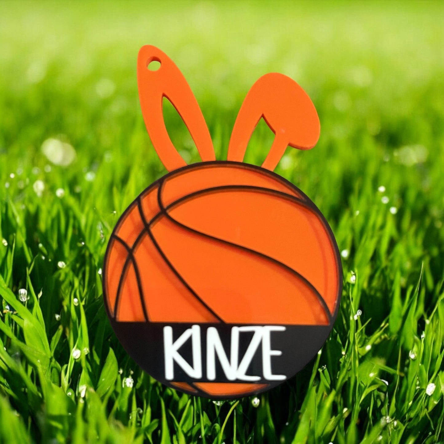 Personalizable Basketball Bunny Easter Basket Tag - Glowforge