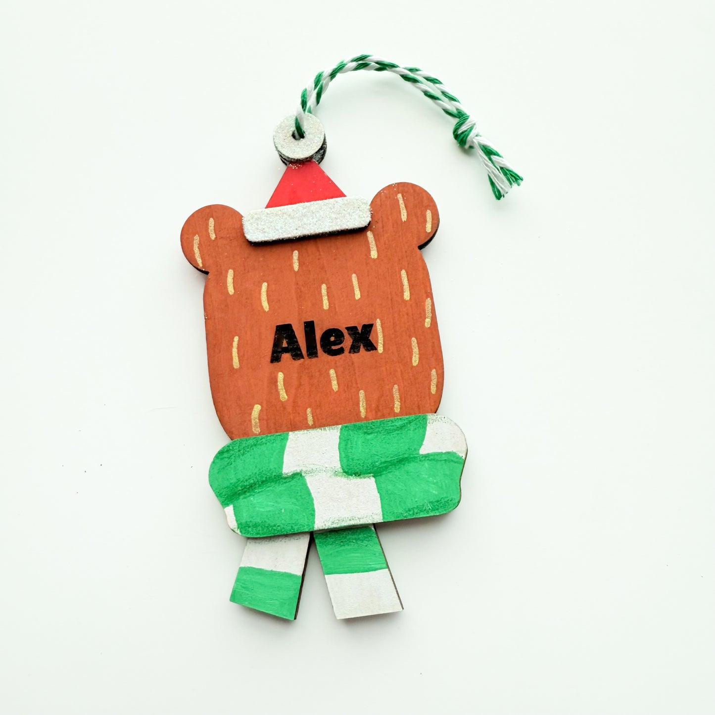 Personalizable Bear Ornament Wooden Paint Me Layered Gift Tag - Glowforge