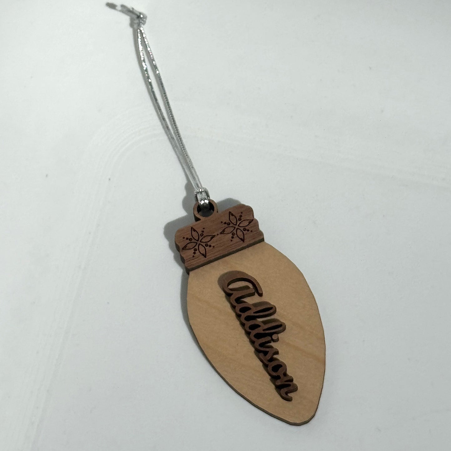 Personalizable Christmas Light Bulb Tag / Ornament - Glowforge