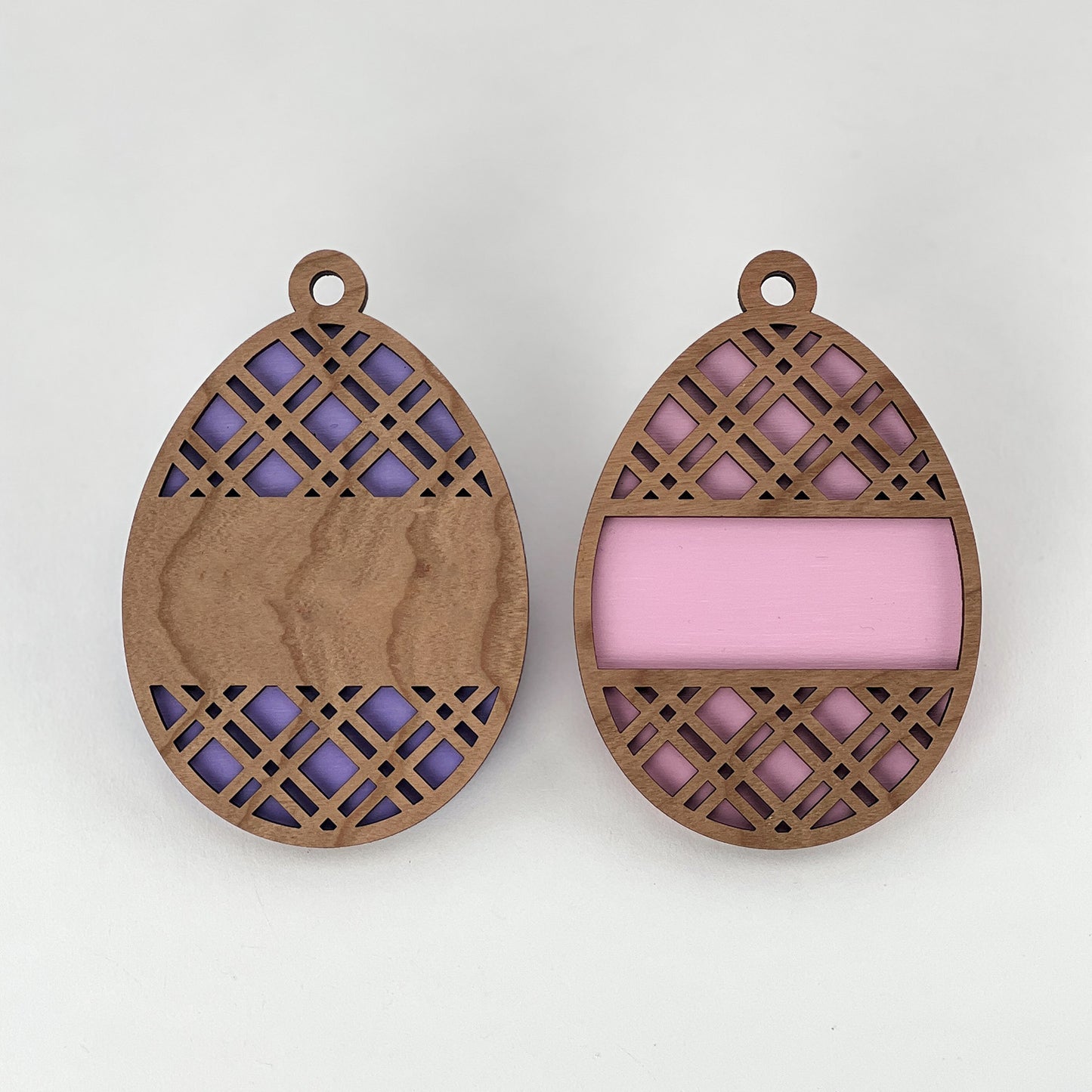 Personalizable Easter Basket Tags - Diagonal Plaid Eggs (Set of 2)