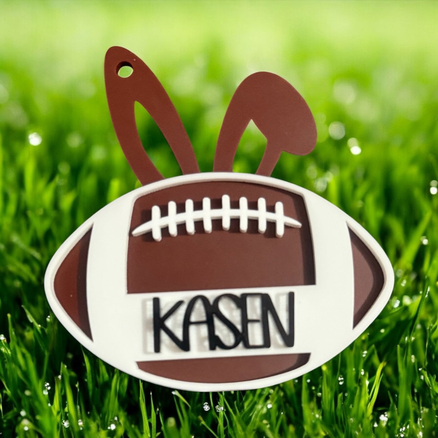Personalizable Football Bunny Easter Basket Tag - Glowforge