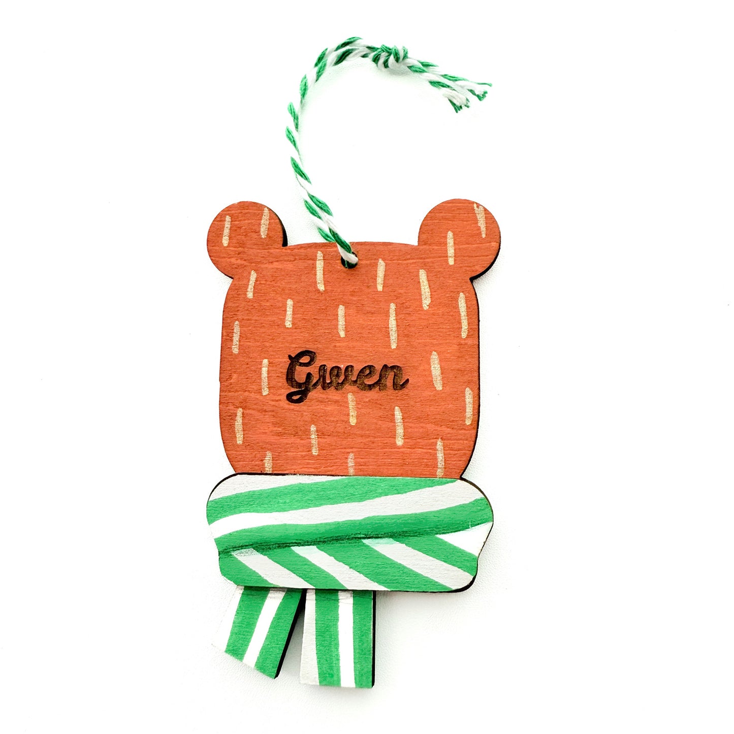 Personalizable Winter Bear Gift Tag Ornament - Glowforge