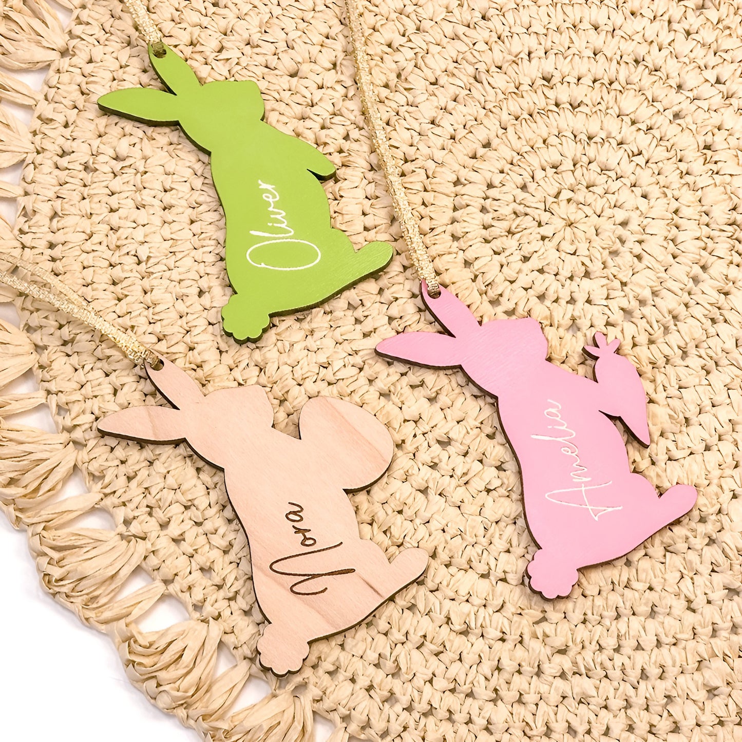 Personalized Easter Bunny Basket Tags (Set of 3) - Glowforge