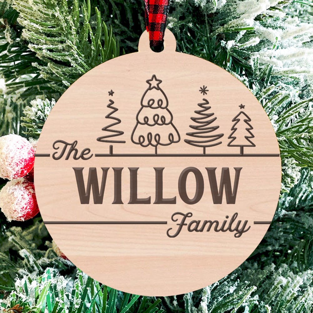Personalized Family Christmas Tree Ornament - Glowforge