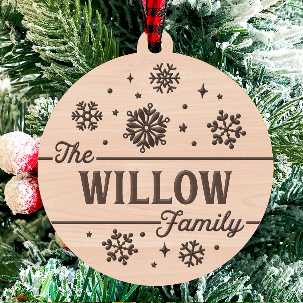 Personalized Family Snowflake Christmas Ornament - Glowforge