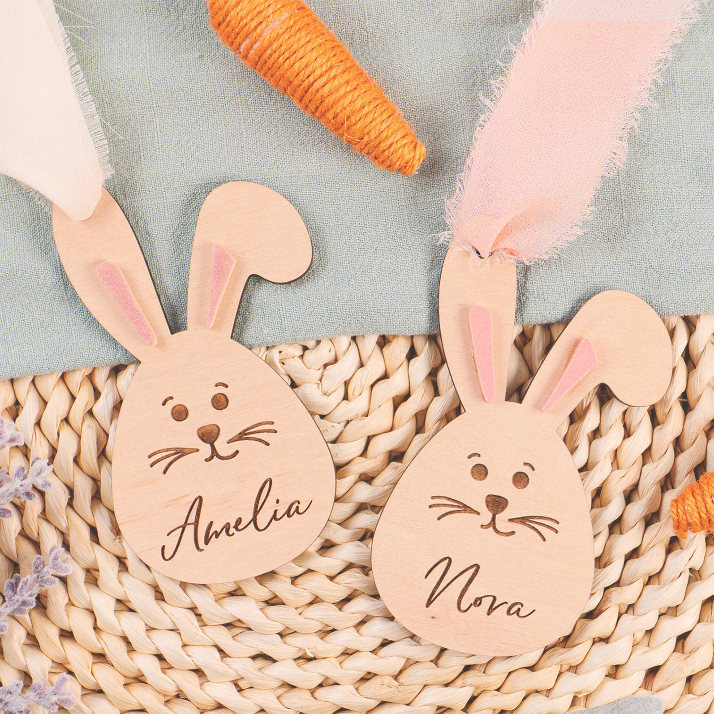 Personalized Cute Easter Bunny Basket Tag - Glowforge