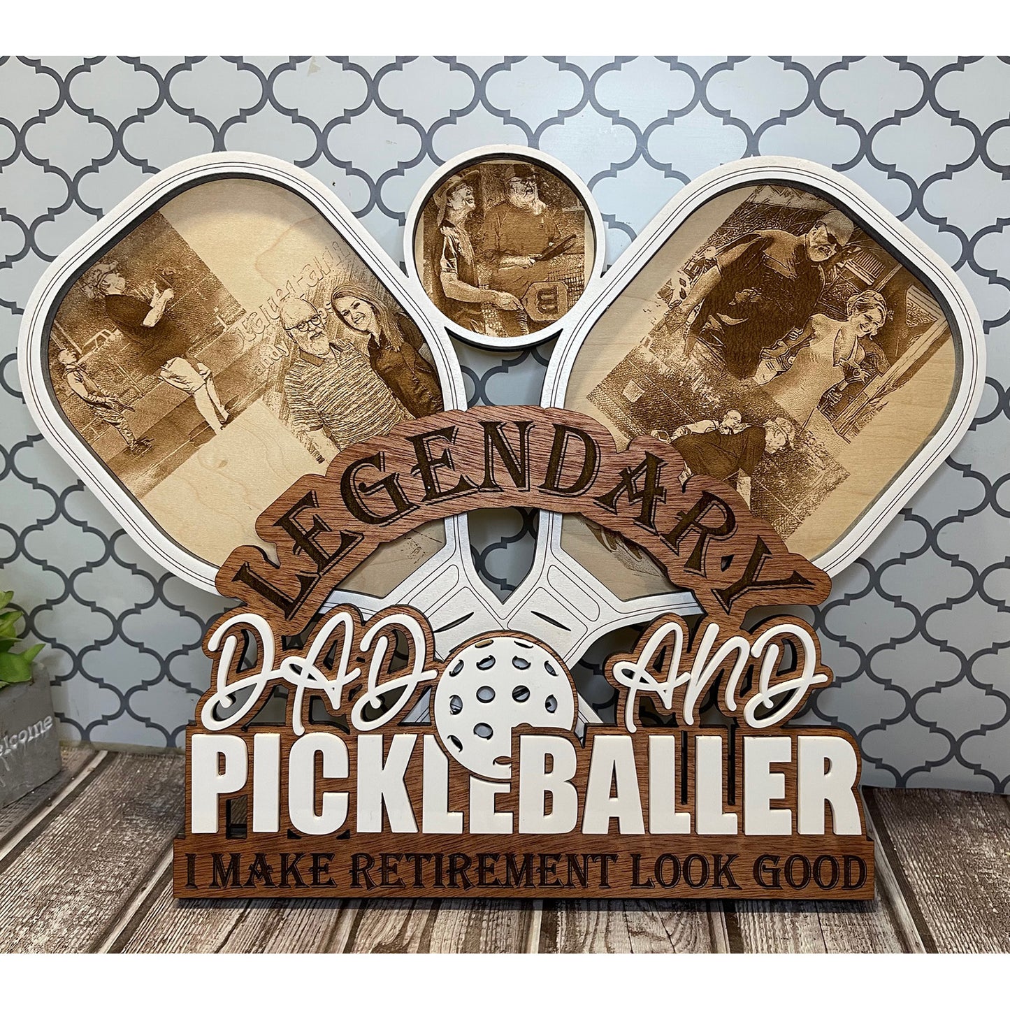 Pickleballer Dad - Father's Day Sign and Photo Frame - Glowforge