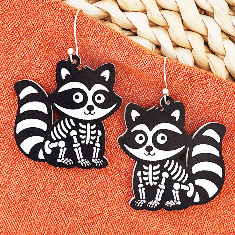 Raccoon Skeleton Halloween Earrings