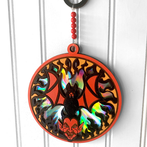 Recycle CD's Hanging Art: Halloween Devil and Bat – Glowforge Shop