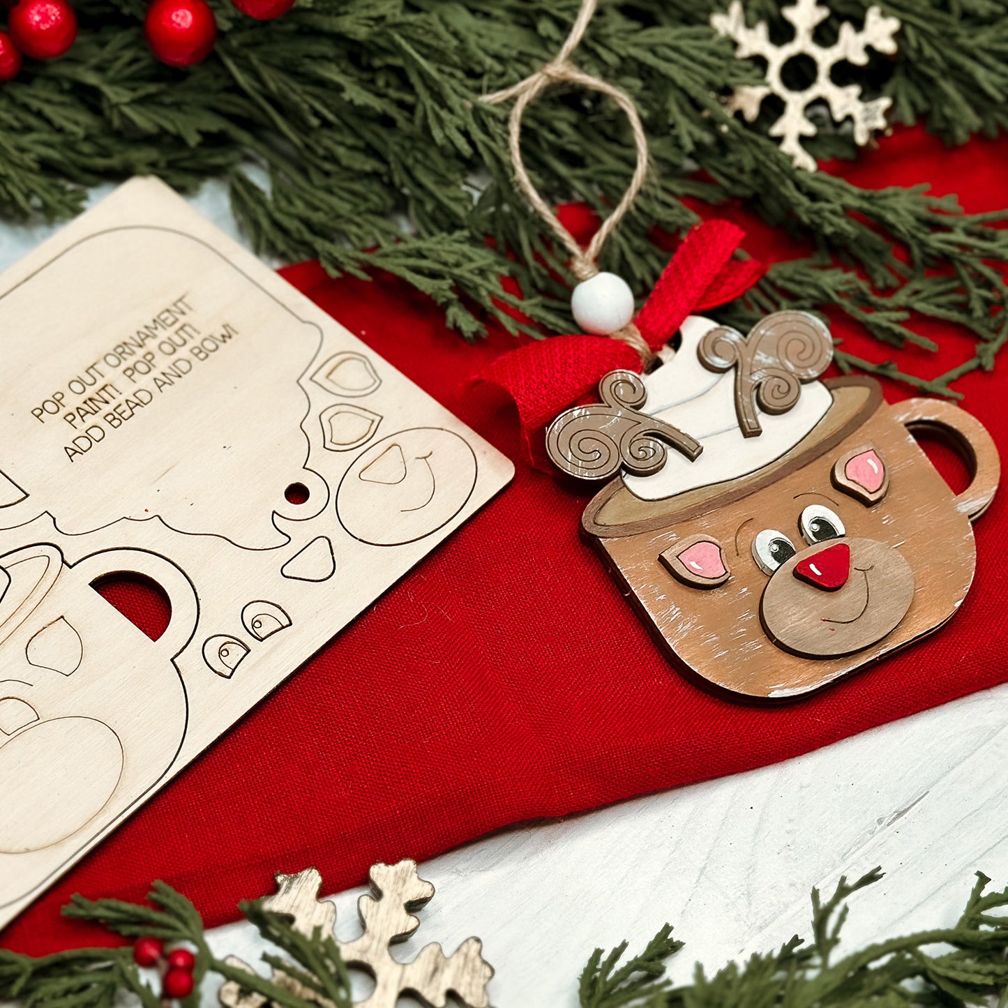 Reindeer Cocoa Mug Pop-Out Ornament - Glowforge