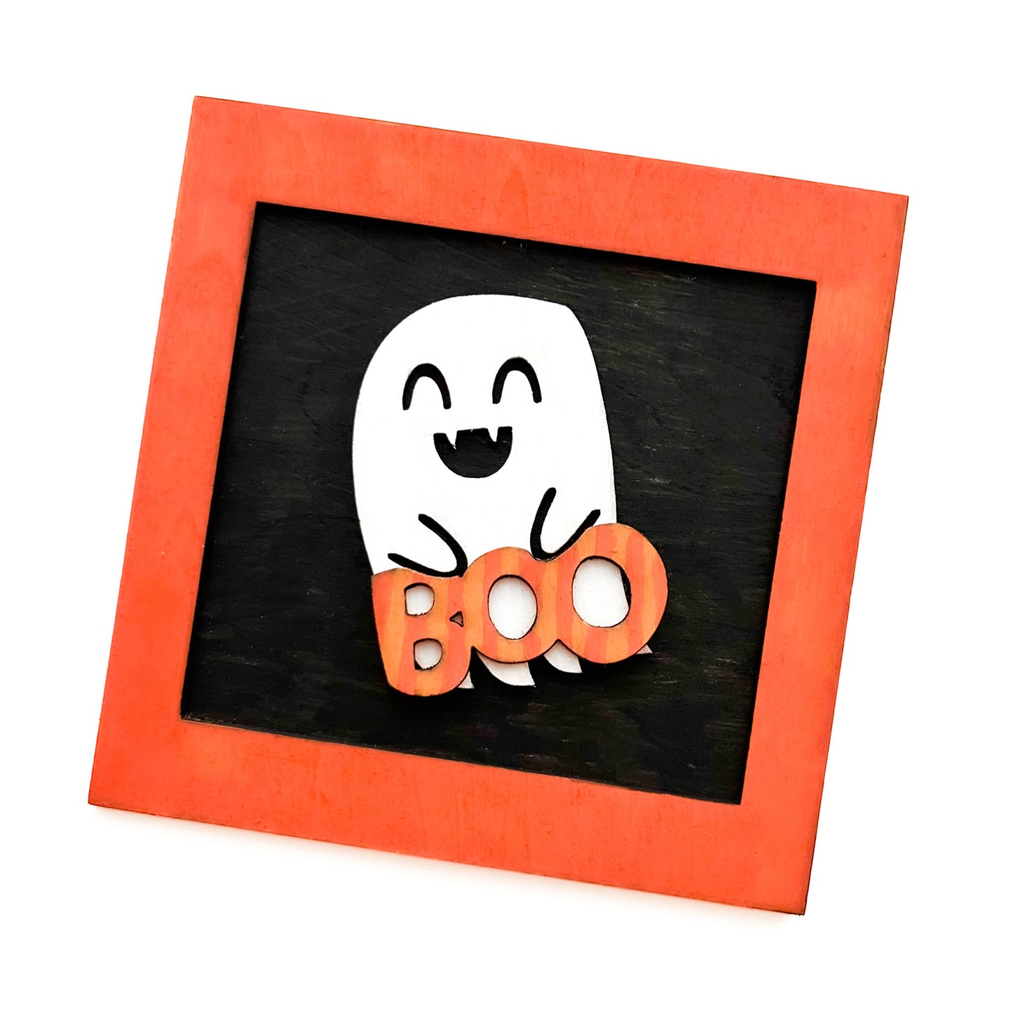 Resizable Wooden Framed Boo Ghost Halloween Decor - Glowforge