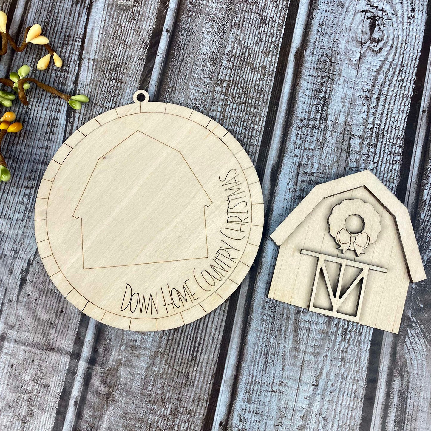 Rustic Barn Christmas Ornament / Gift Tag / Bag Tag - Glowforge