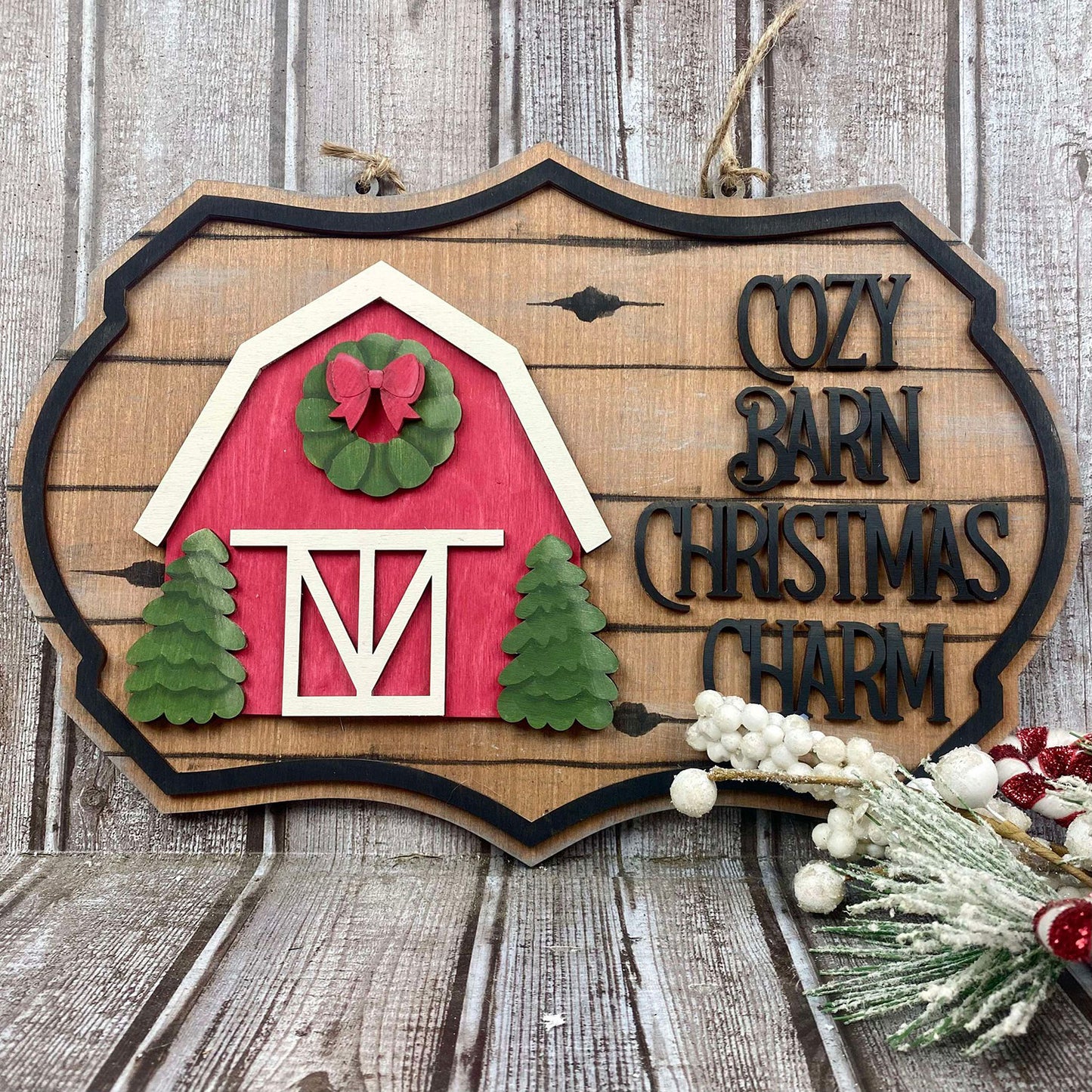 Rustic Country Christmas Barn Sign - Glowforge