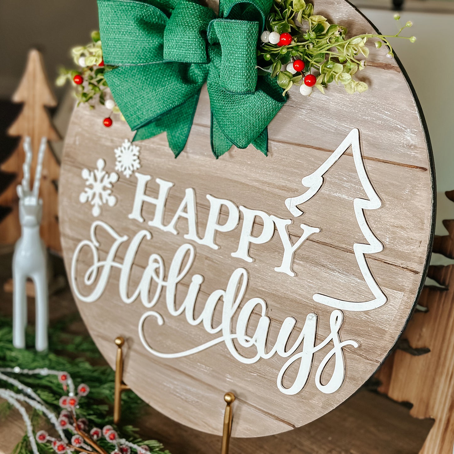 Rustic Happy Holidays Door Hanger - Glowforge