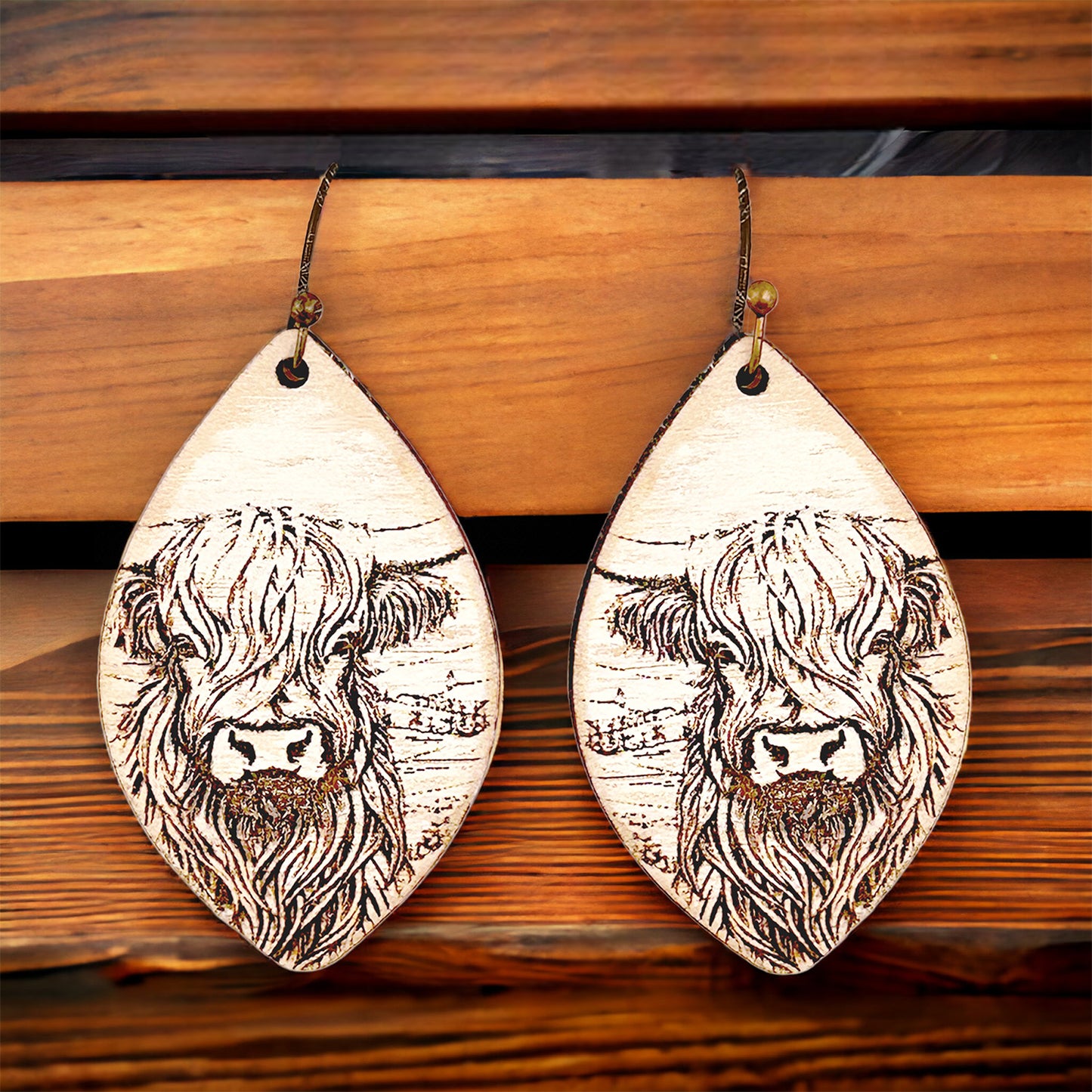 Rustic Highland Cow Earrings - Glowforge