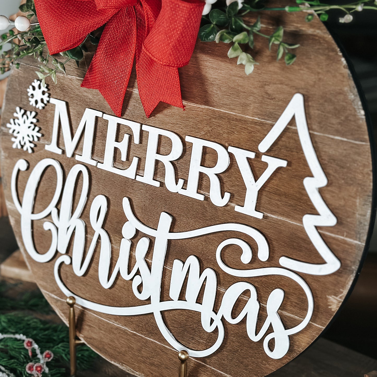 Rustic Merry Christmas Door Hanger - Glowforge