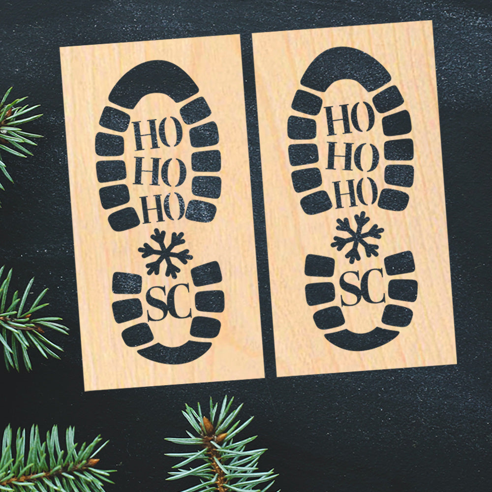 Santa Claus Boot Ho Ho Ho Footprint Stencil #1 - Glowforge