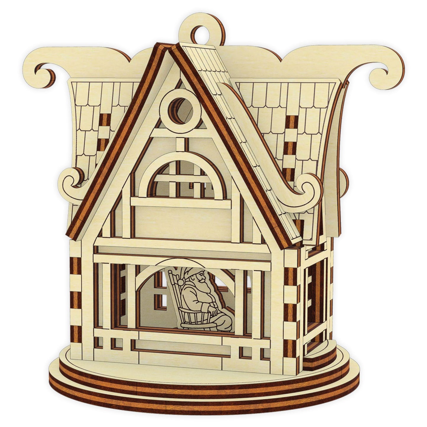 Santa’s Workshop - Christmas House Ornament with Festive Details - Glowforge