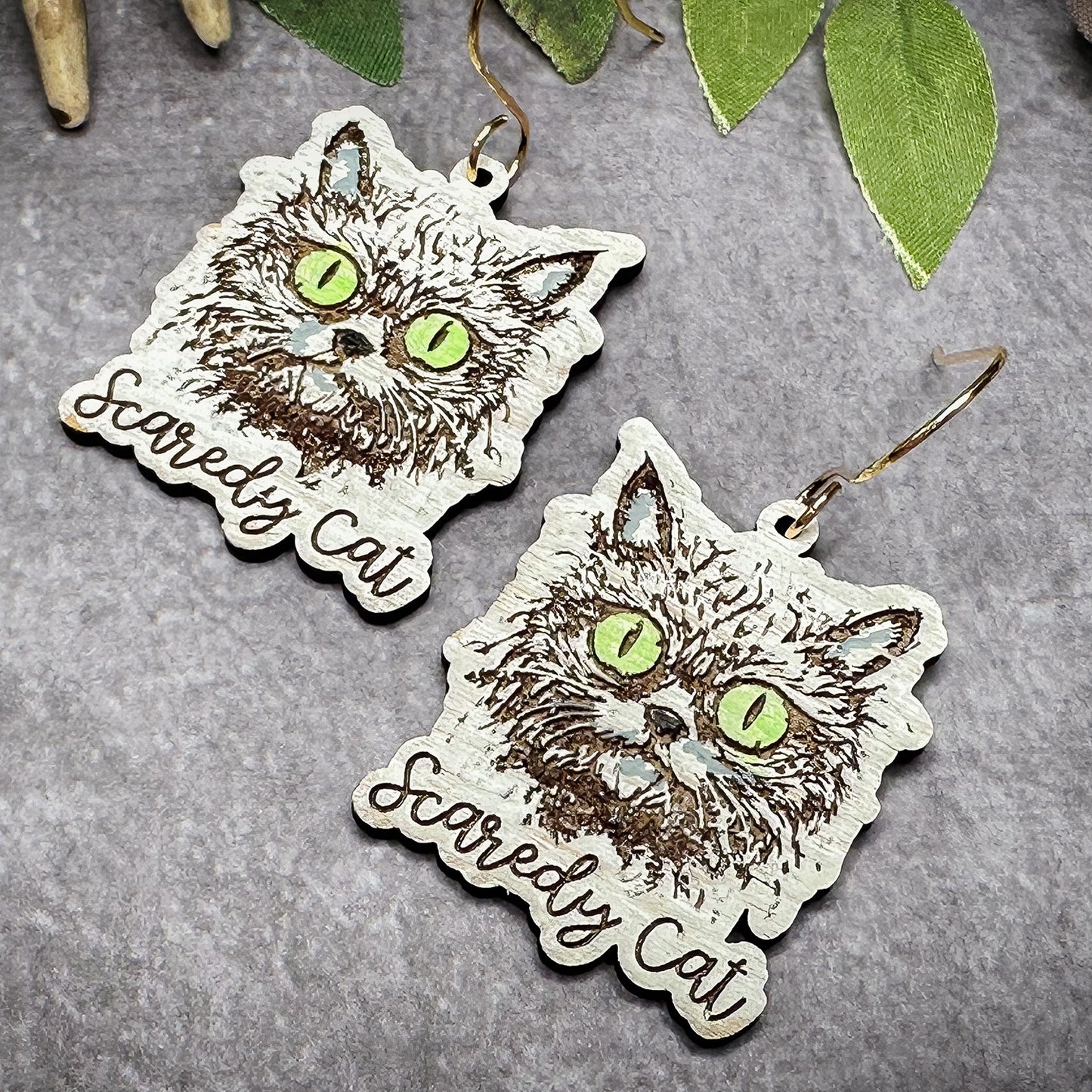 Scaredy Cat Halloween Earrings - Glowforge