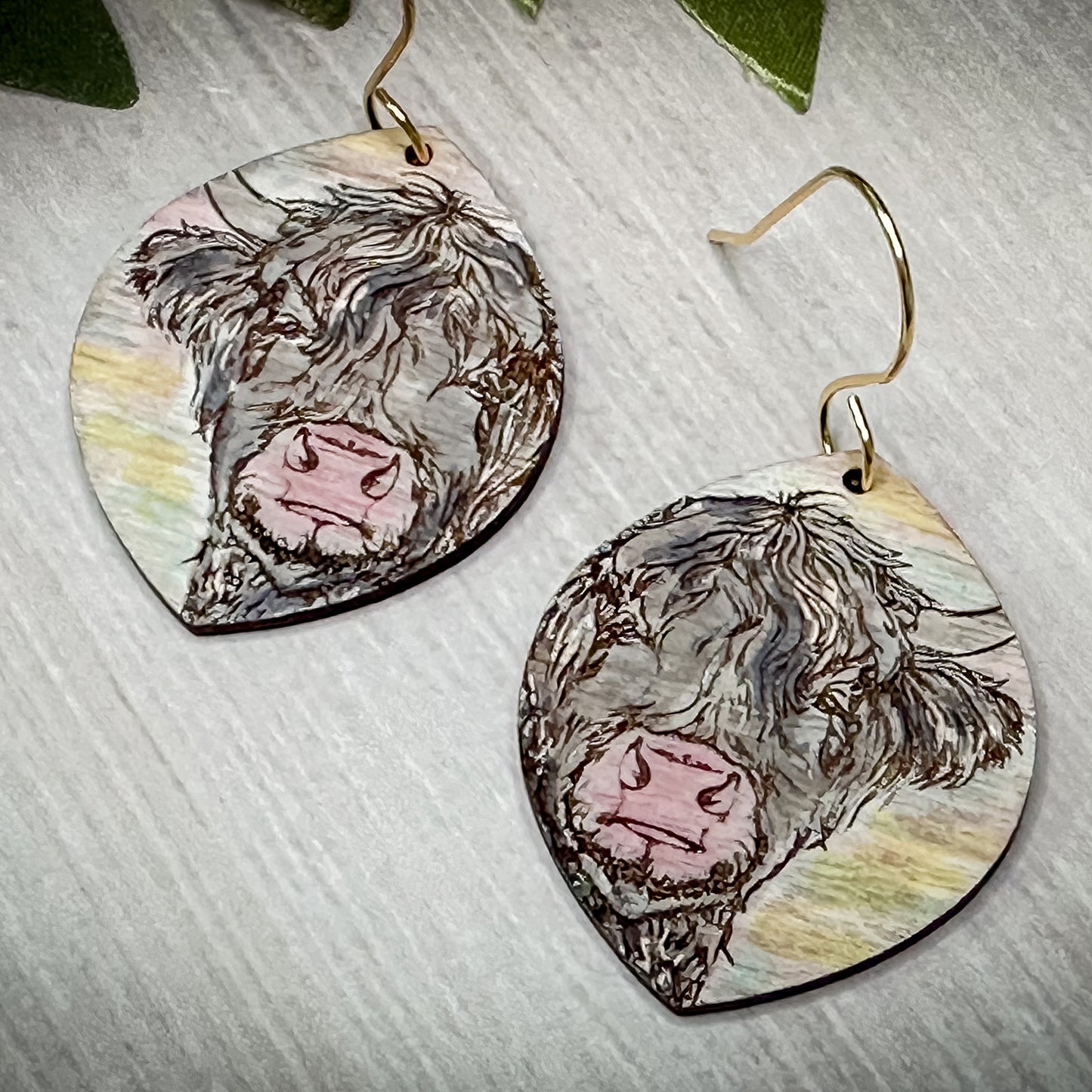Scottish Highland Cow Teardrop Earrings - Glowforge