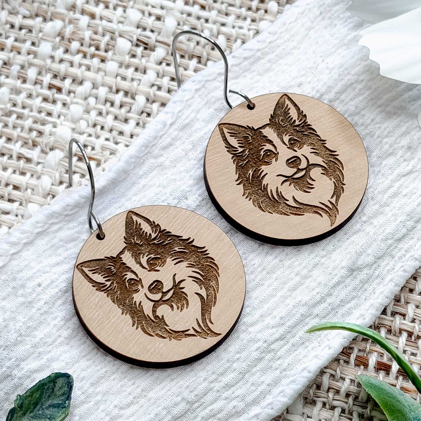 Shetland Sheepdog Engraved Disc Earrings - Glowforge