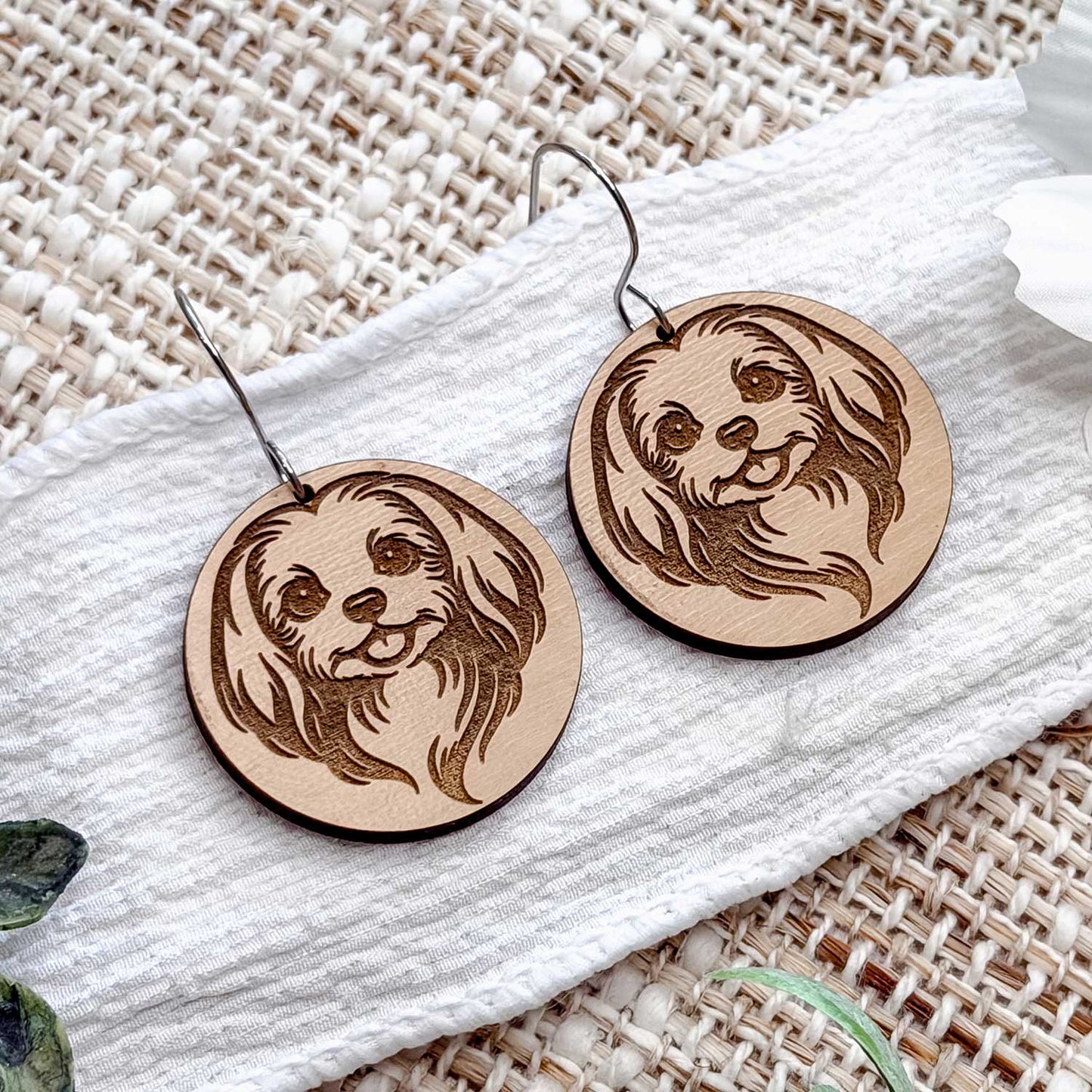 Shih Tzu Engraved Disc Earrings #1 - Glowforge