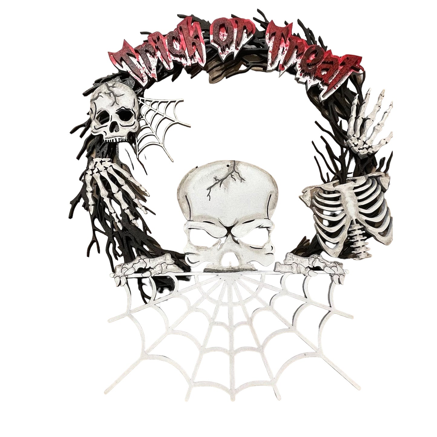 Skeleton Halloween Trick or Treat Wreath - Glowforge