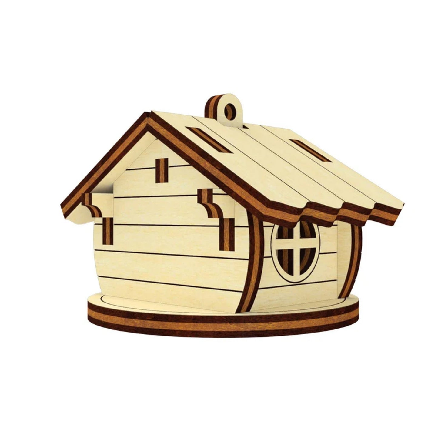 Small Winter House - Christmas Tree Ornament with a Hanging Hole - Glowforge