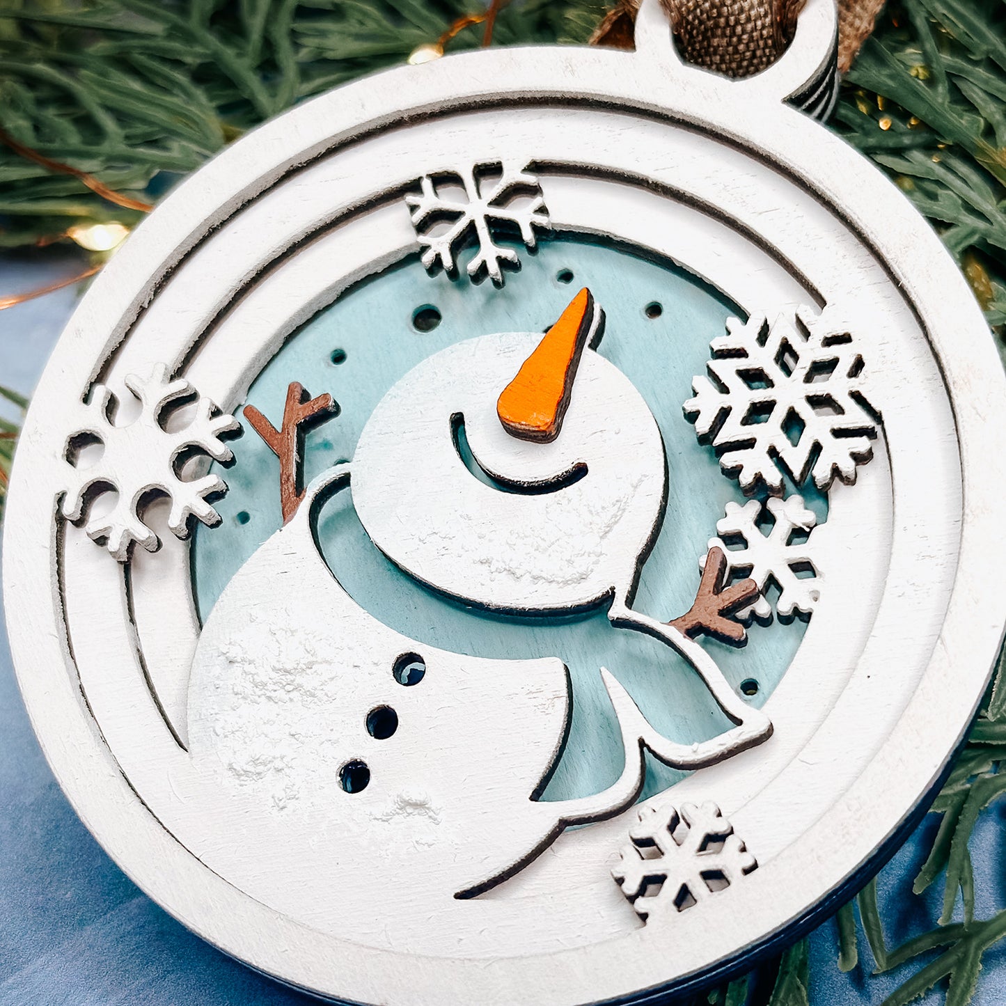 Snowman Winter Layered Ornament - Glowforge