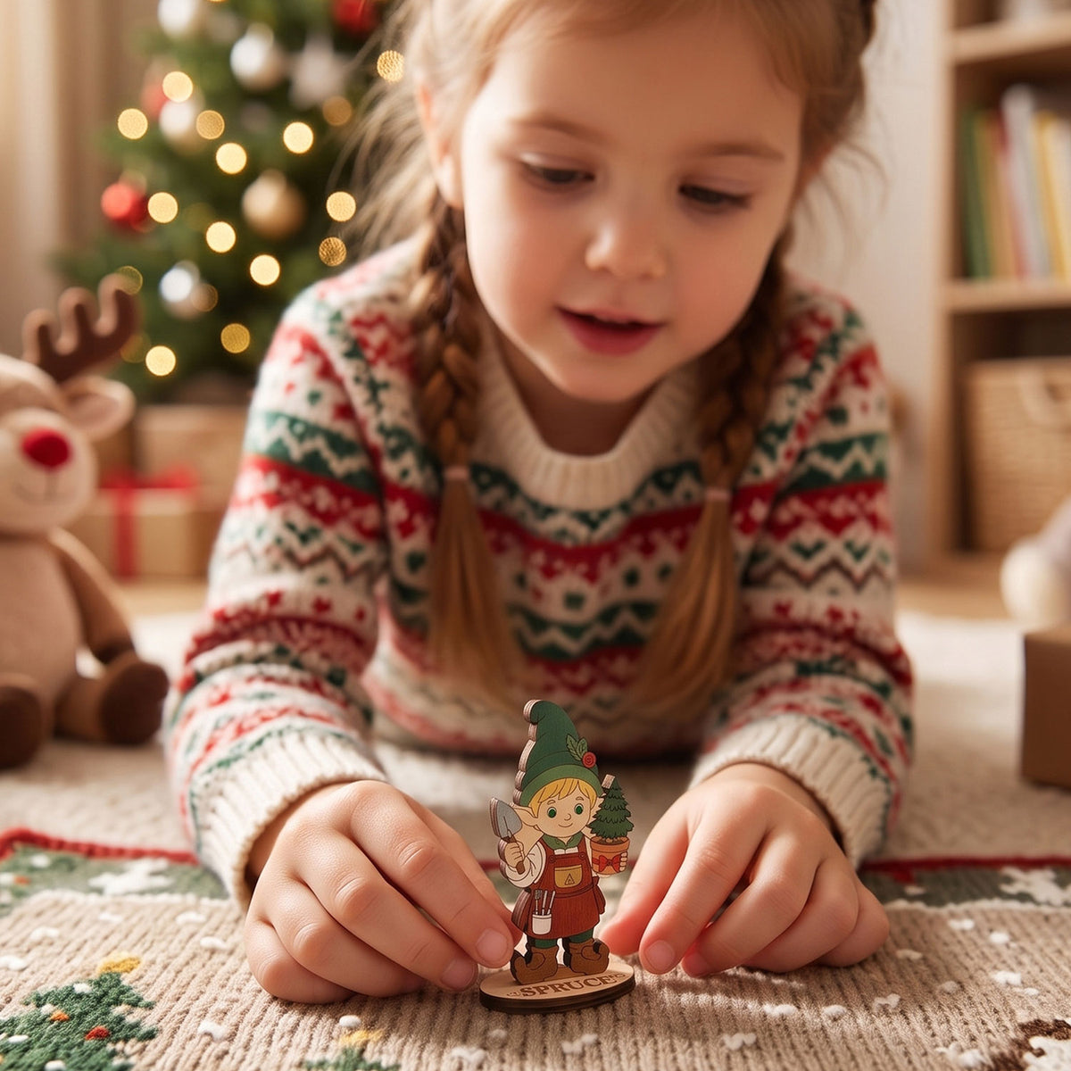 Spruce Christmas Tree Gardener - North Pole Elf Figure for Crafts & Play - Glowforge