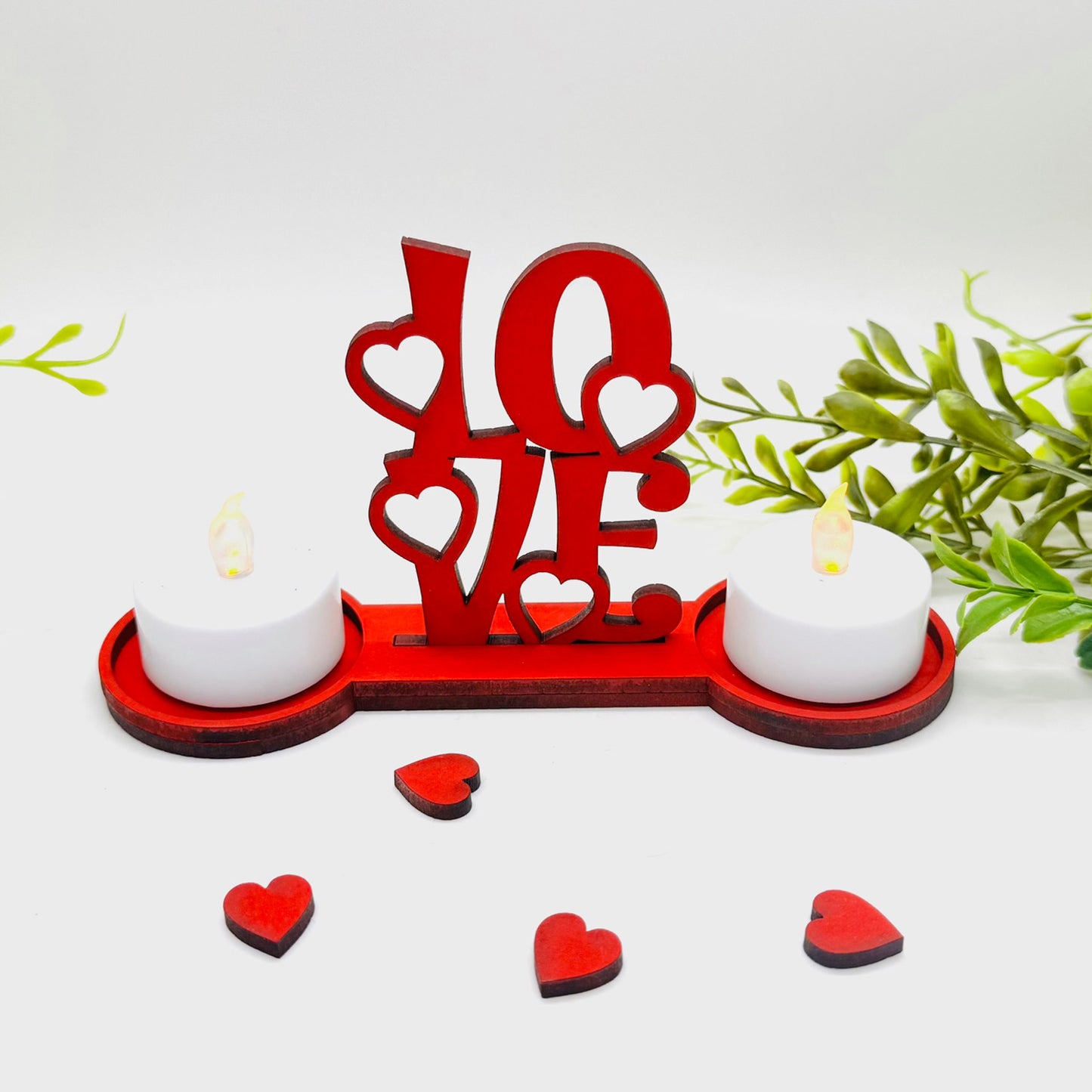 Stand Up LOVE Sign with Two Tea Lights Candle Holder - Glowforge