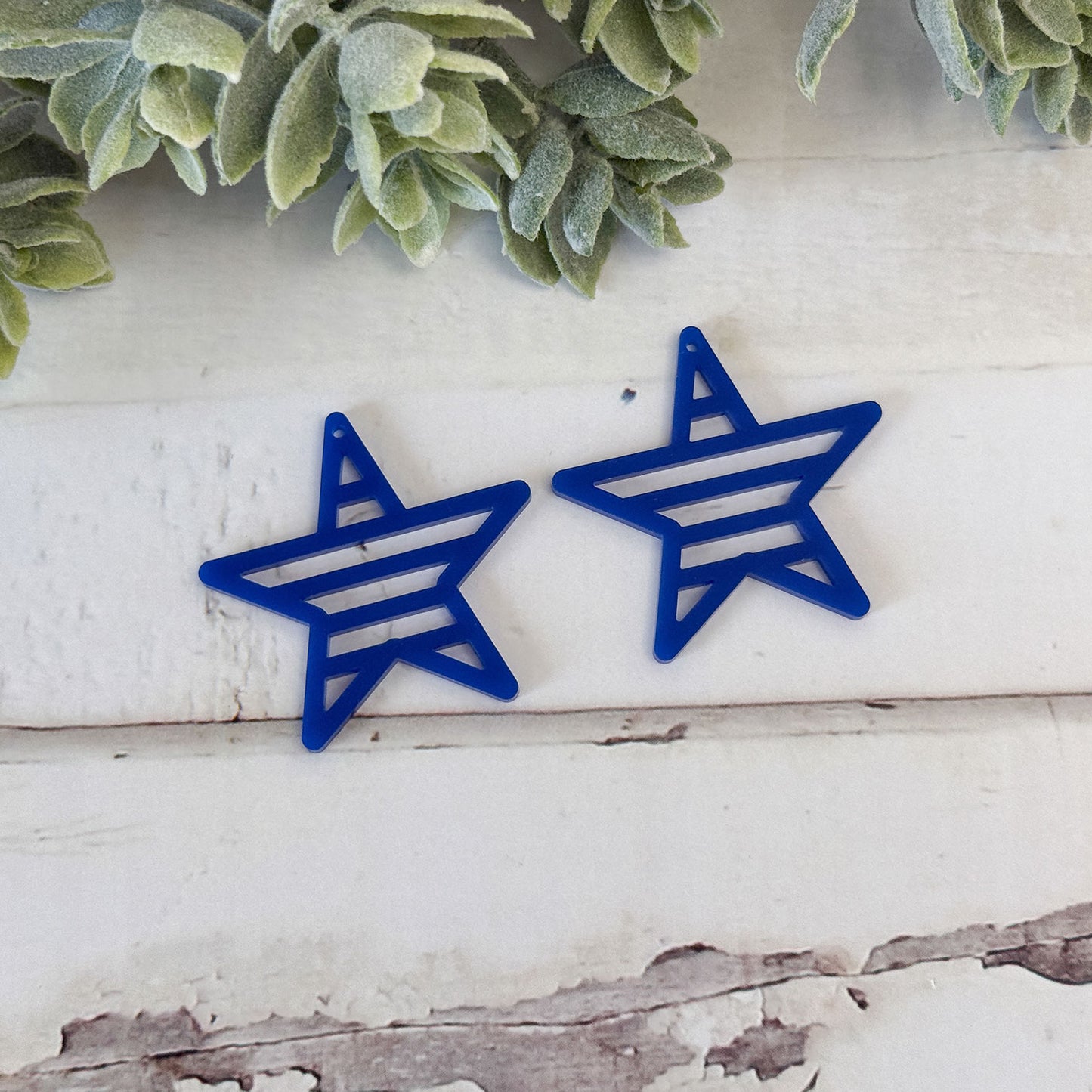 Star Earrings with Horizontal Stripes - Patriotic Earrings - Glowforge