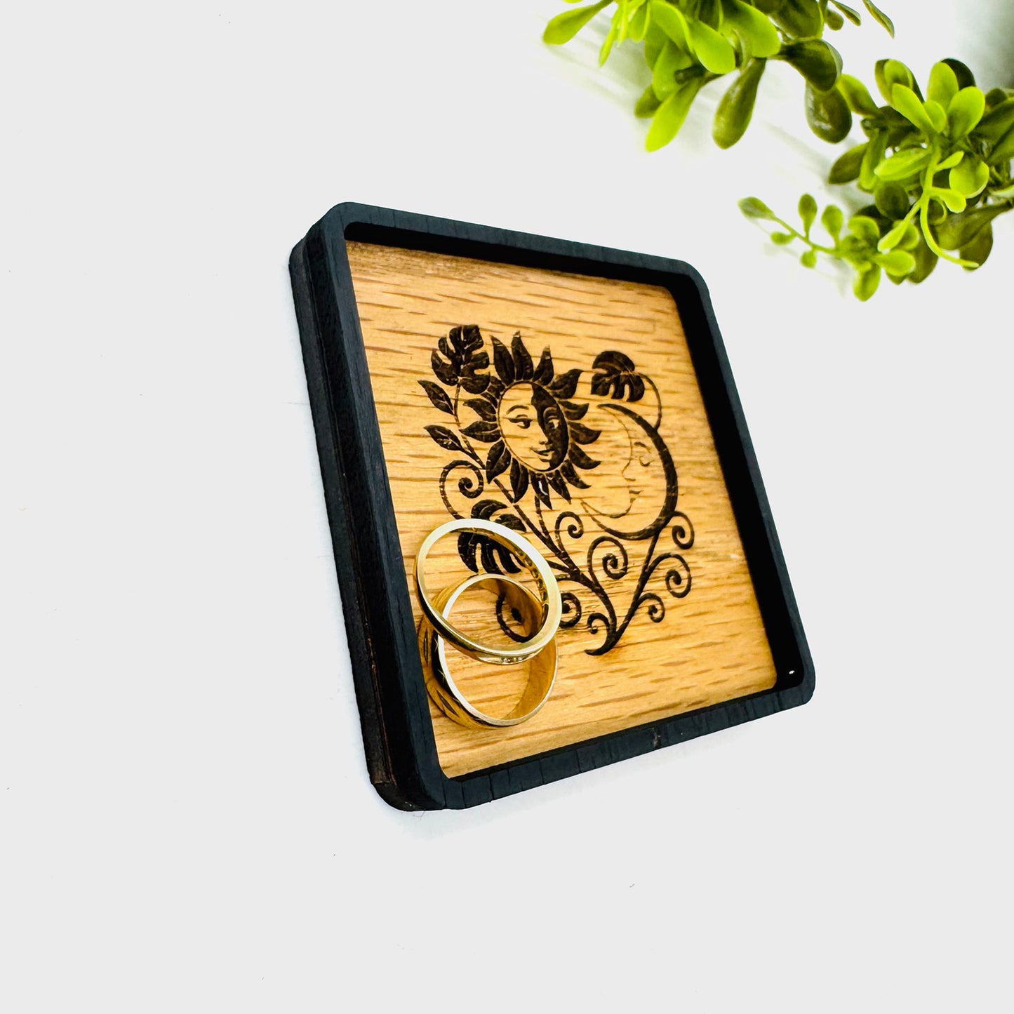 Sun Moon Celestial Garden Layered Square Ring Holder - Glowforge