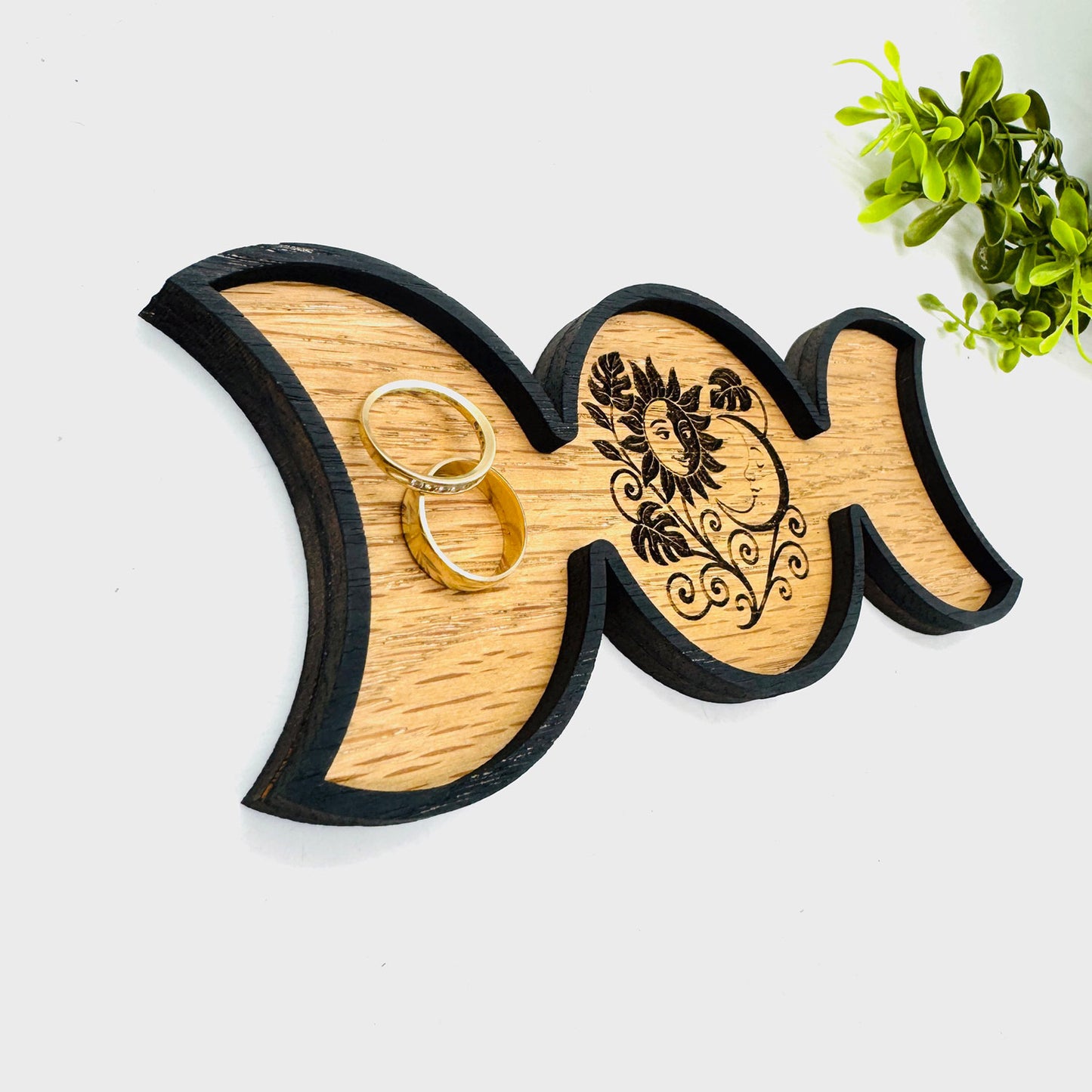 Sun Moon Celestial Garden Layered Tri Moon Ring Tray - Glowforge