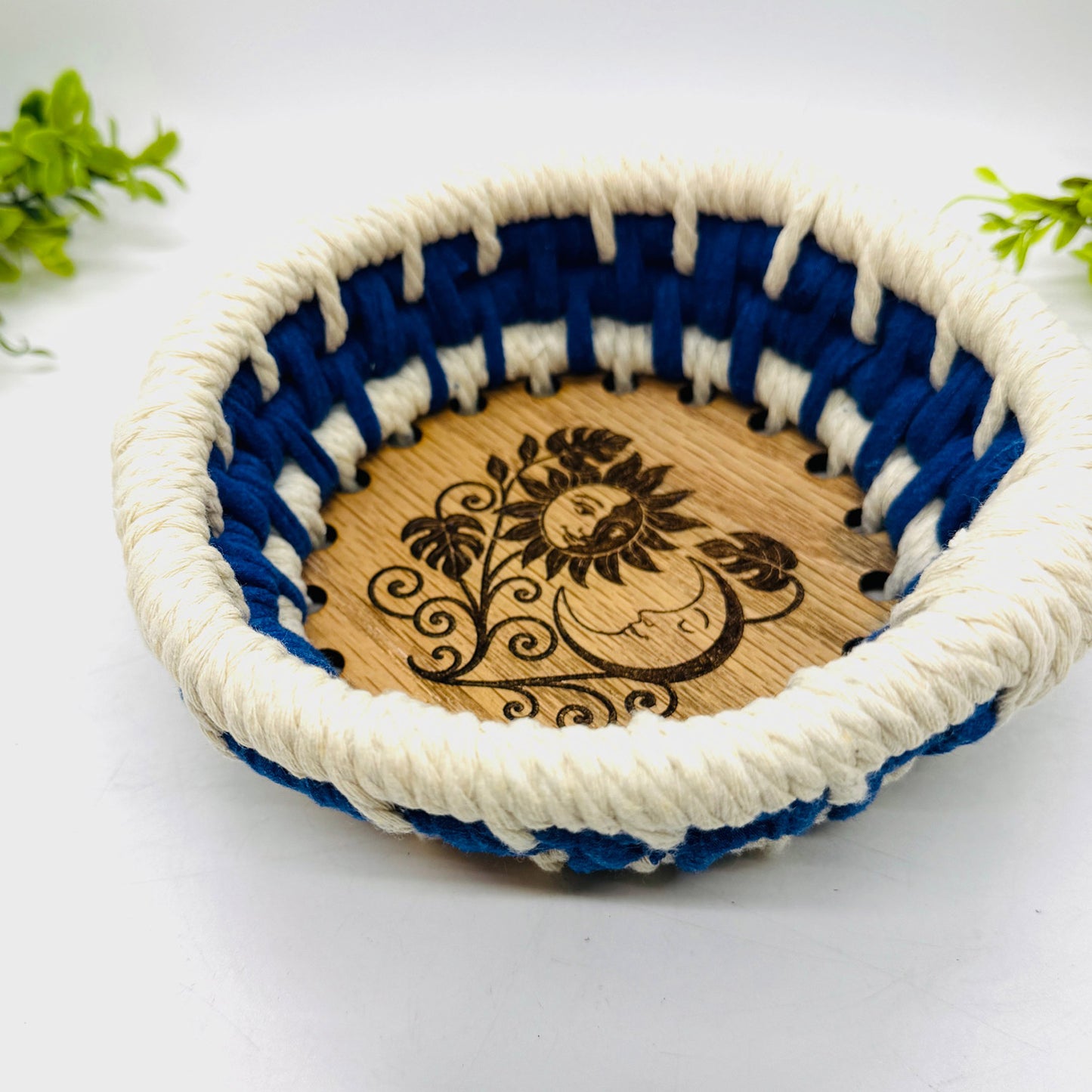 Sun Moon Celestial Garden Rope or Crochet Basket Base - Glowforge