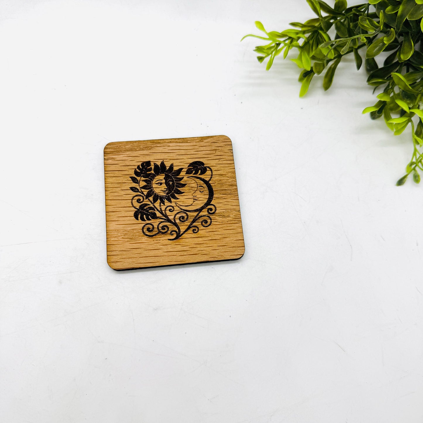 Sun Moon Celestial Garden Square Coaster (Set of 4) - Glowforge