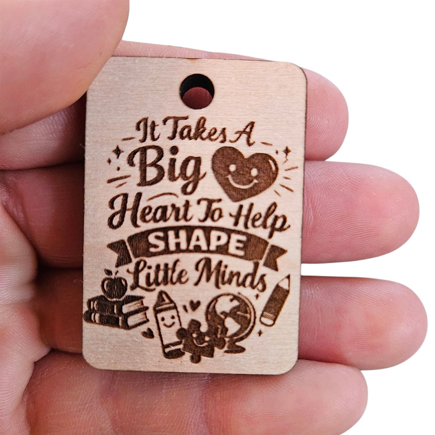Teacher's Shape Little Minds Keychain - Glowforge
