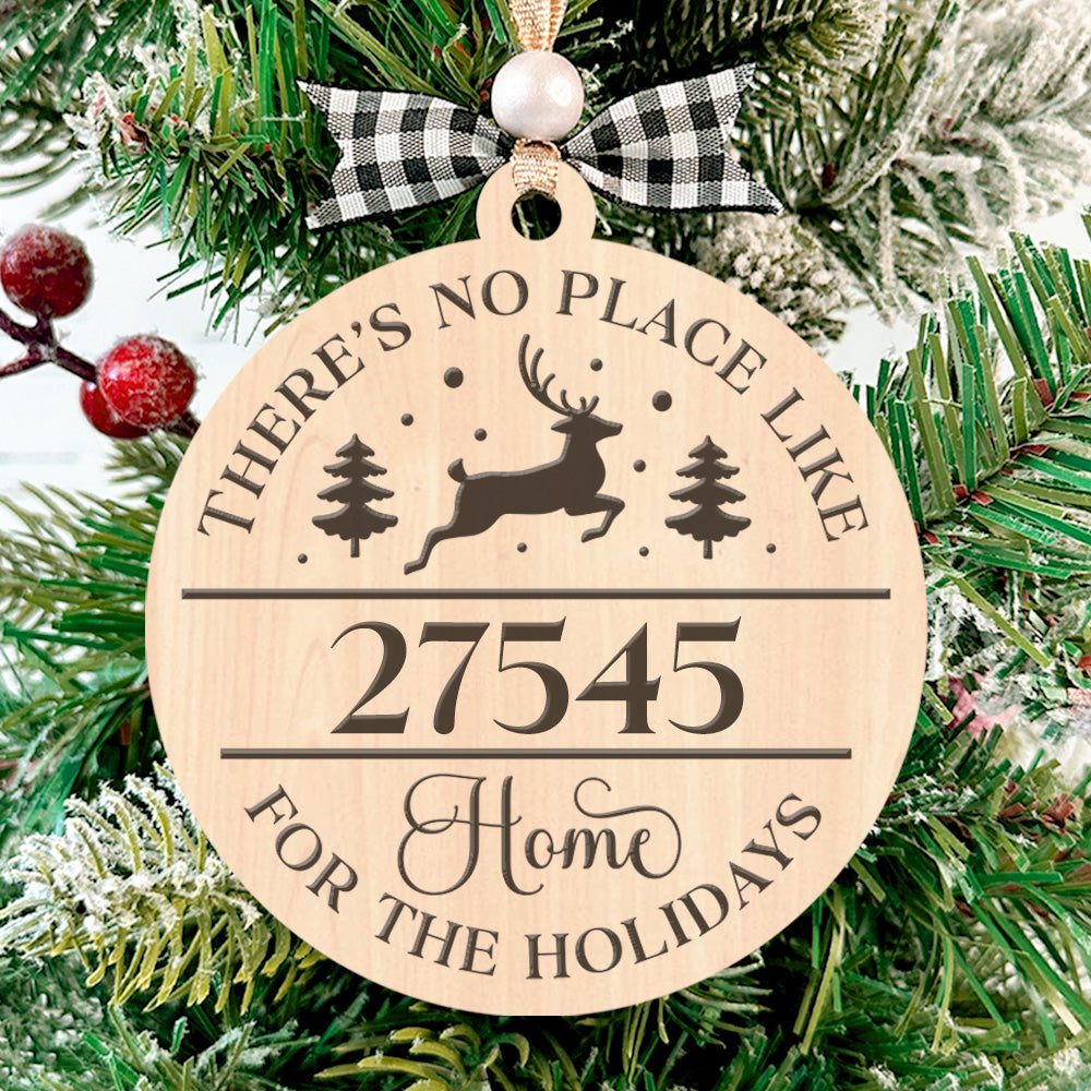 There's No Place Like Home Zip Code Round Christmas Ornament #3 - Glowforge