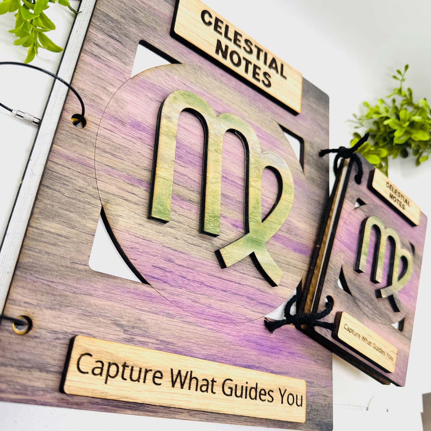 Virgo Celestial Notes Notebook Cover - Editable Text (Set of 2) - Glowforge