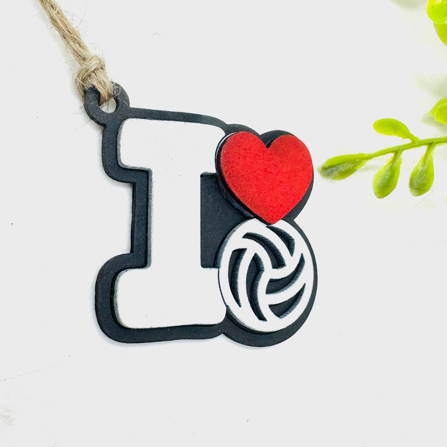 Volleyball I Love Sports Car Charm - Team Spirit Hanging Ornament - Glowforge