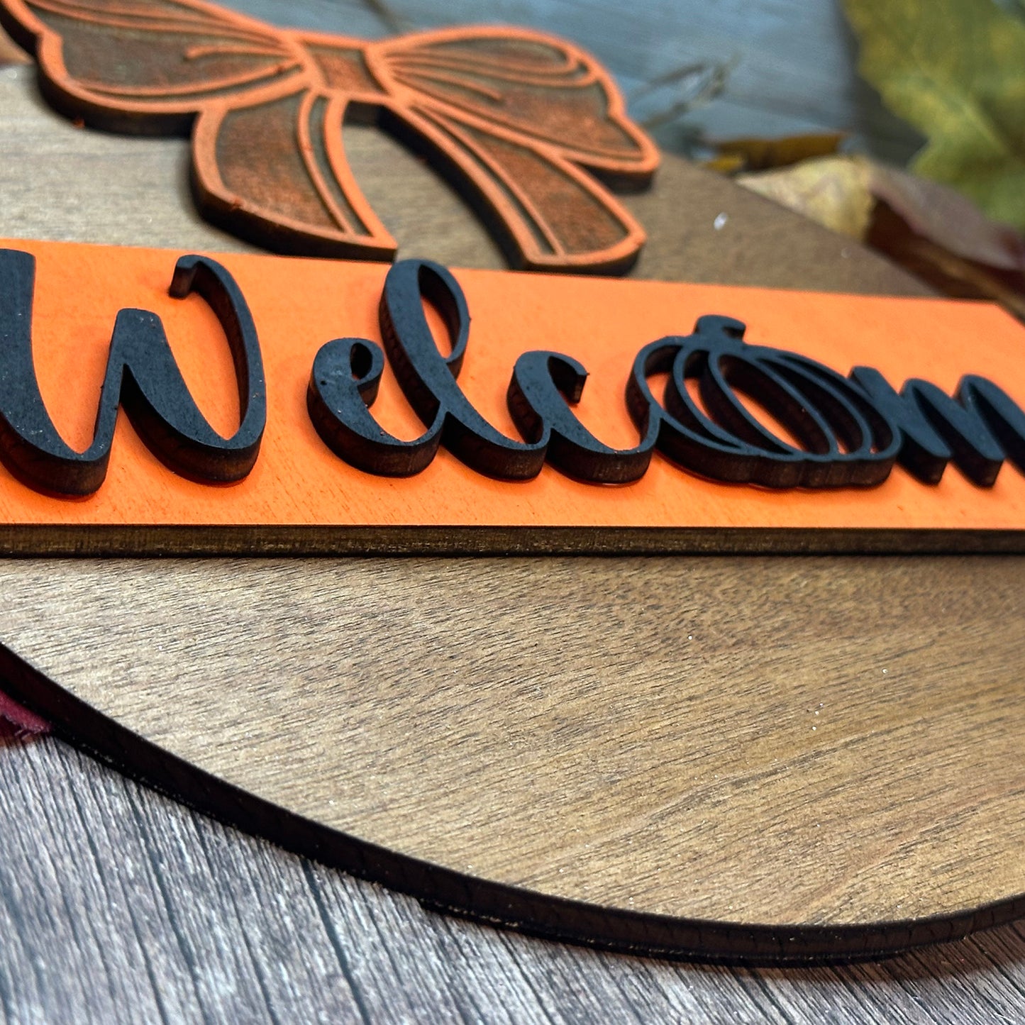 Welcome Pumpkin Bow Fall Door Sign - Glowforge