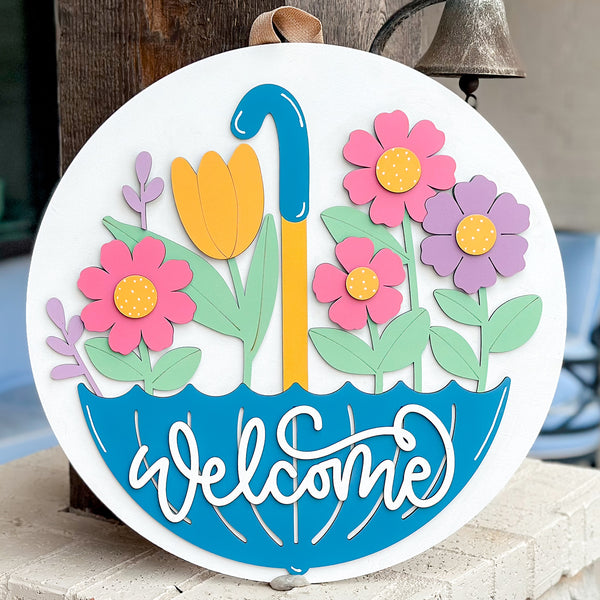 Welcome Spring Umbrella Door Hanger – Glowforge Shop
