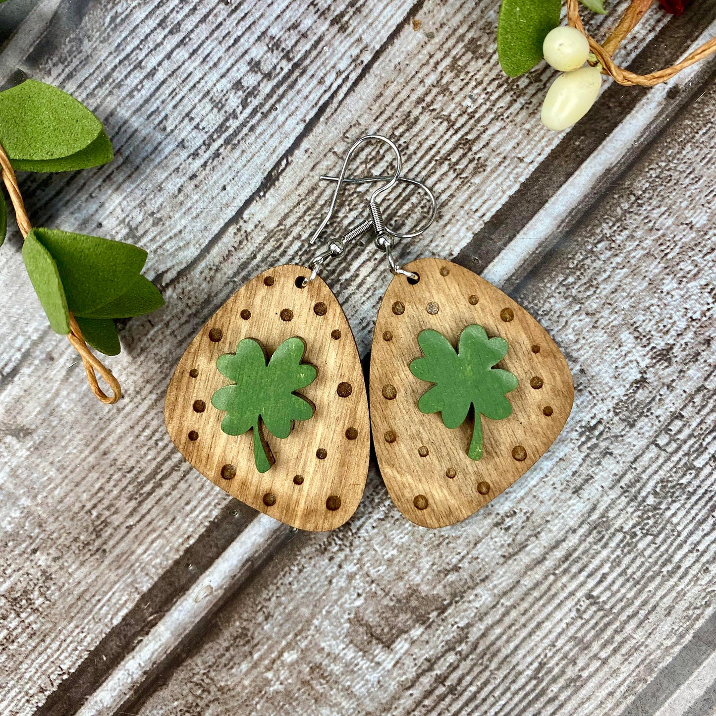 Whimsical 4-Leaf Clover Dangle Earrings