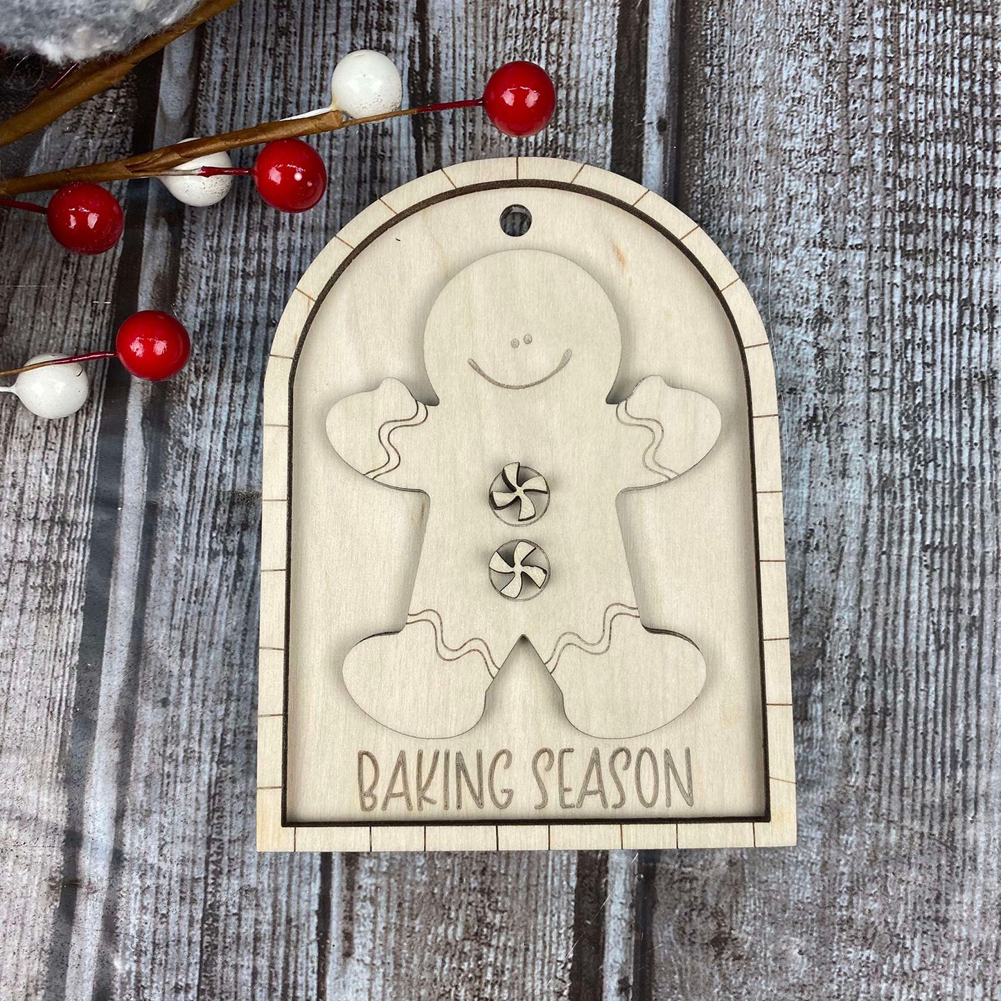 Whimsical Black & White Check Gingerbread Arch Ornament / Gift Tag - Glowforge