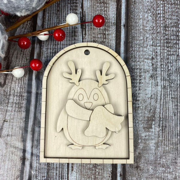 Whimsical Christmas Penguin Arch Ornament / Gift Tag – Glowforge Shop