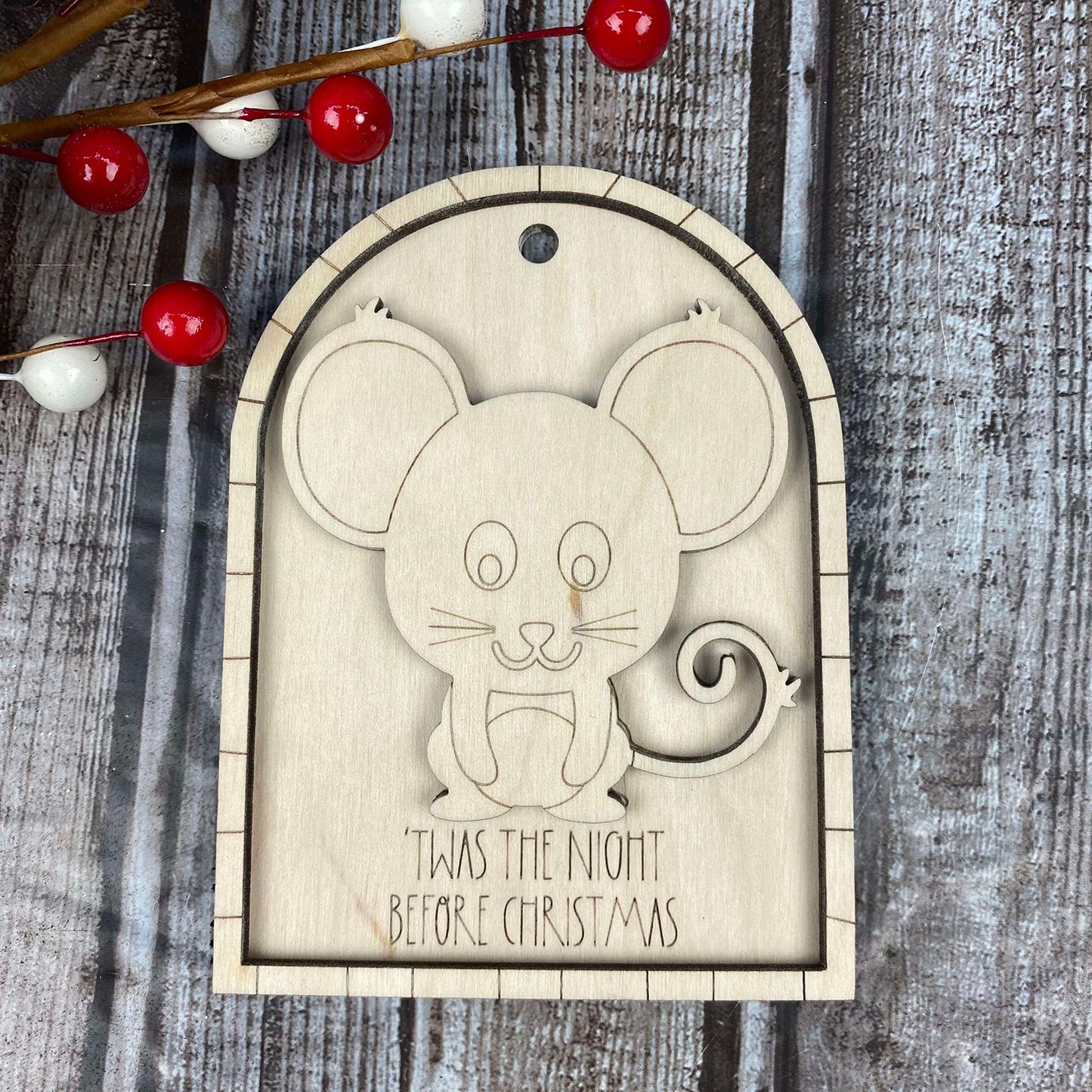 Whimsical Mouse Arch Ornament / Gift Tag - Glowforge