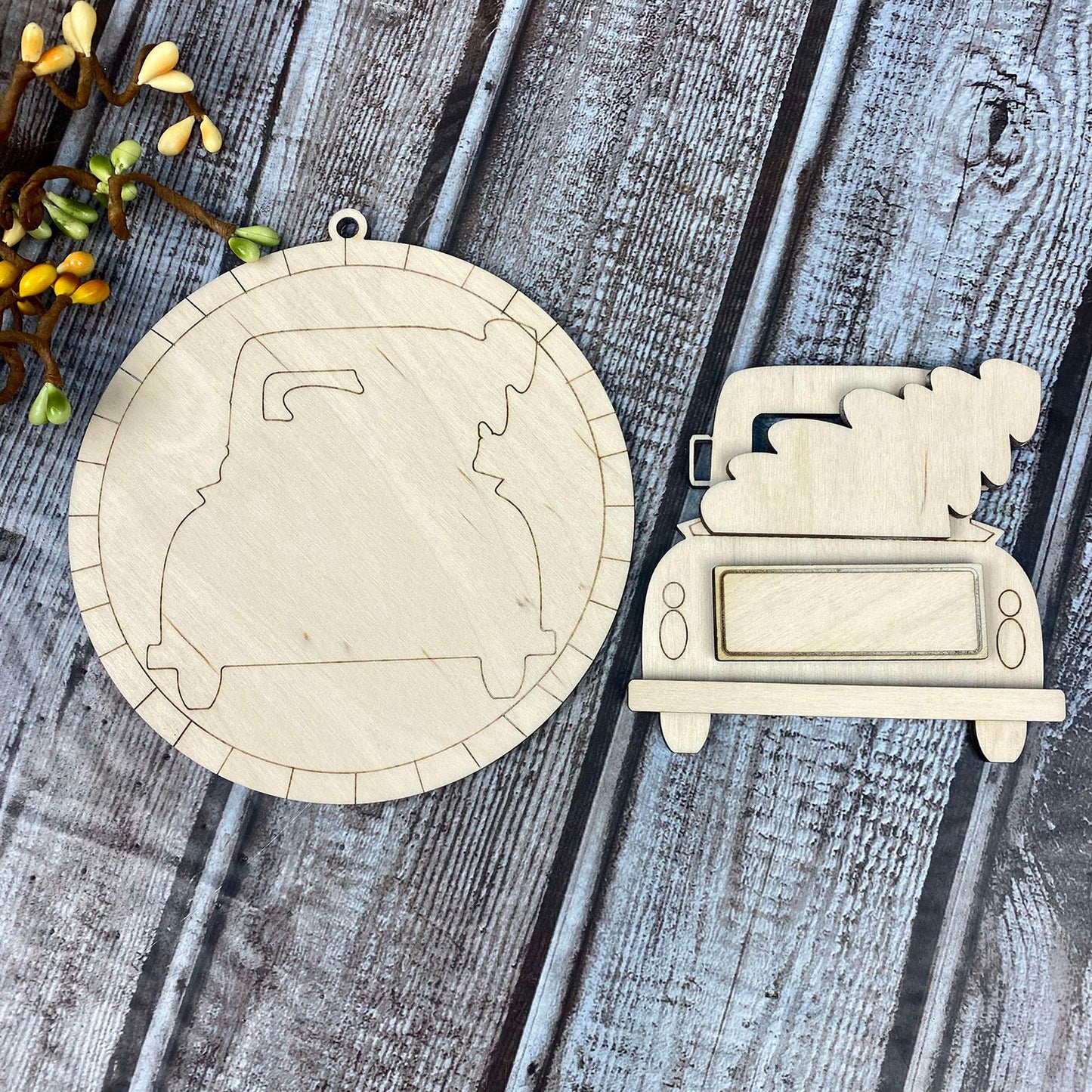 Whimsical Personalizable Christmas Truck Ornament / Gift Tag / Bag Tag - Glowforge