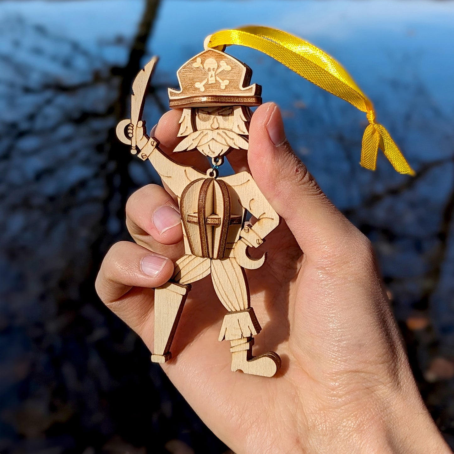 Whimsical Pirate Ornament - Hanging Miniature of a Man for a Christmas Tree and Home Decor - Glowforge