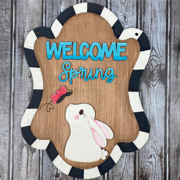 Whimsical Spring Bunny and Butterfly Welcome Spring Sign – Glowforge Shop